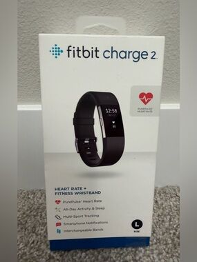 *NEW & SEALED* Fitbit Charge 2 Wristband Activity Tracker Black Size Large